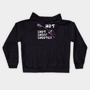 Hot Shot Sharp Shooter, v. Code Pink Wht Text Kids Hoodie